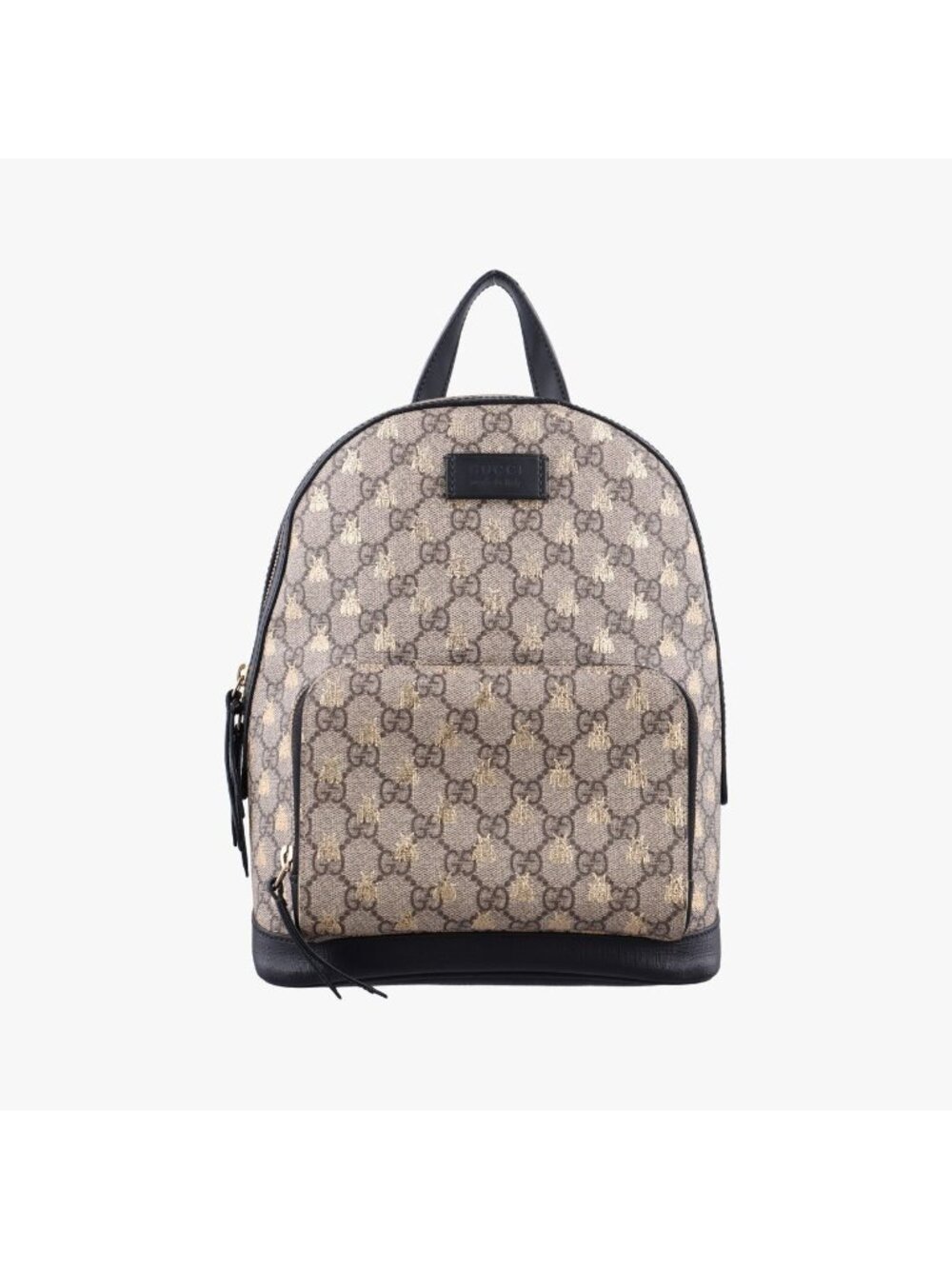 Gucci GG Supreme Beige Black Leather Backpack